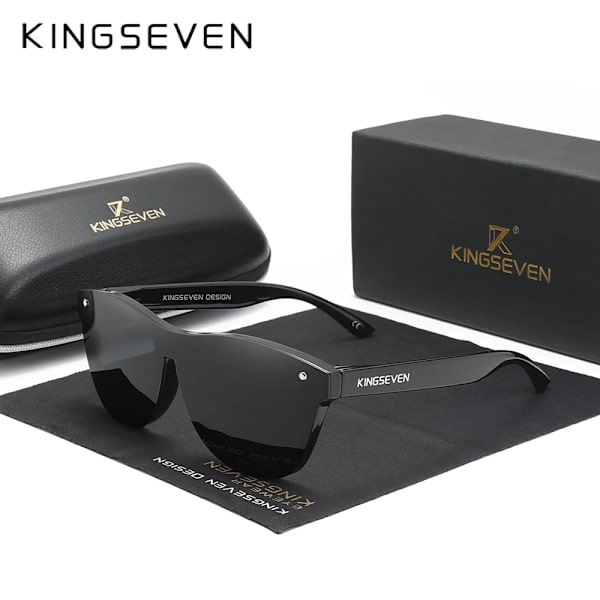 KINGSEVEN 2022 Uusi brändin muotoilu Naisten lasit TR90 Polaroid aurinkolasit Miehet Retro aurinkolasit Sonnenbrille Herren Black Black Orignal