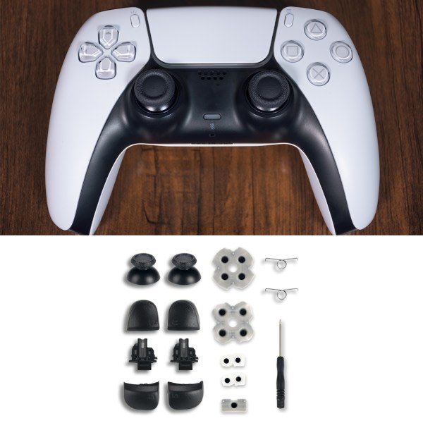 Slitesterke L1-R1 L2-R2 Triggerknapper 3D Analoge Joystick-Tommelpinner Kapp Dekkende Gummi for PS5-Kontrollersett