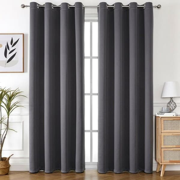 Termisk isolerte blendingsgardiner, 150x200 CM Moderne design med maljer, mørkegrå, 1 stk