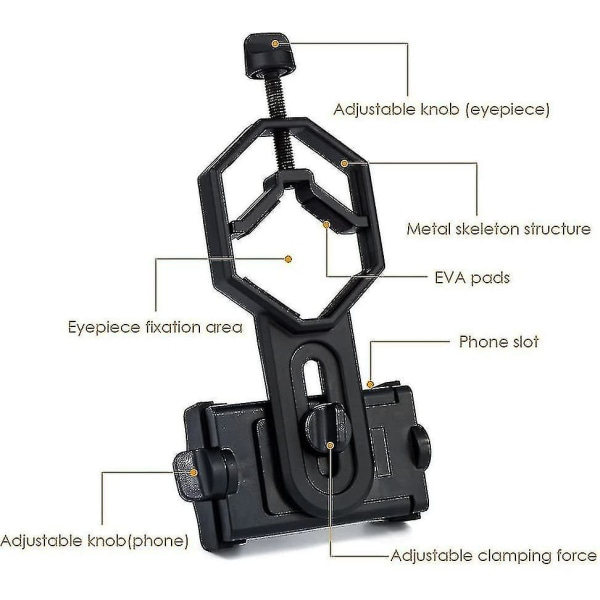 Universal Bærbar Smartphone Adapter Kompatibel med Teleskop, Monokularer, Mikroskoper, Kikkert Gratis fragt