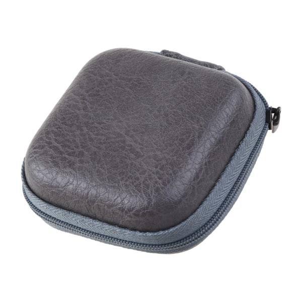 USB-datakabel förvaringsväska Läderhörlurar Cover Mini blixtlåspåse Box för de flesta headset Fallbeständig Grå Gray