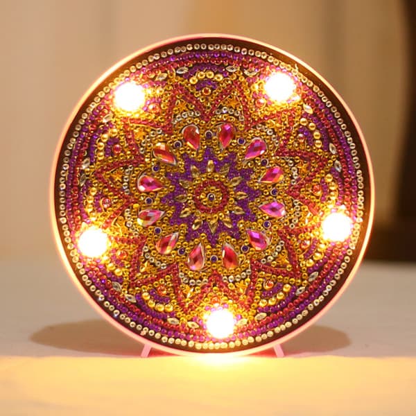 DIY Mandala Fuld Drill Diamantmaleri med LED Natlys Lampe DIY Craft Kits null - ZXD005
