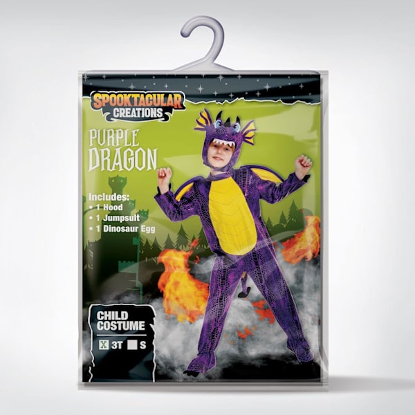Deluxe-zombipuku lasten verenvärisellä kirveellä Purple Toddler (3-4yrs)