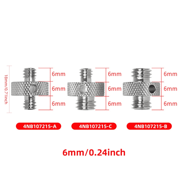 1/4\" till 1/4\" 1/4\" till 3/8\" 3/8\" till 3/8\" hanadapter för kameraskruv - C