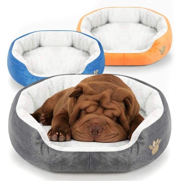 CDQ Rund eller Oval Formet Dimple Fleece Hundehule Seng Kæledyrs Katteseng