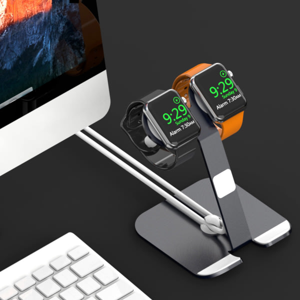 Power Hållare Base Laddningsställ för Apple-Watch 1/2/3/4/5/SE Dubbel Smartwatch Dockningsfäste