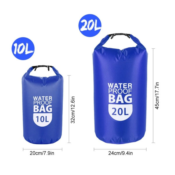 PVC Torr Vattentät Flytväska Rulltopp Torr Väska 10L/20L Vattensport Förvaringsväska Lätt Duty Torr Väska