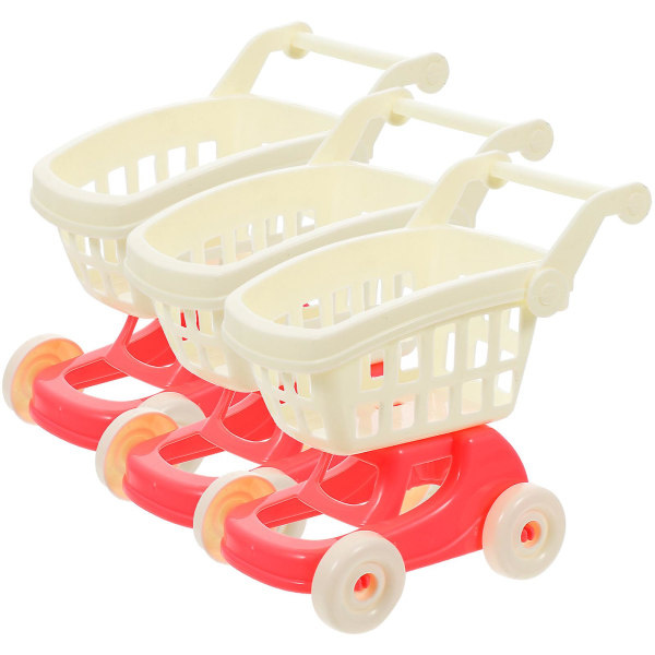 3 kpl Papukaija-lelut Ostoskärry Lapsi Miniatyyri Ruokakärry Mini Supermarketi Käsikärry Mini Merkit Ostoskärry (12,5X10X6CM)
