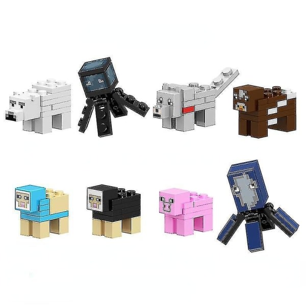 Minecraft-serien med minifigurleksaker for byggstener for montering av djur