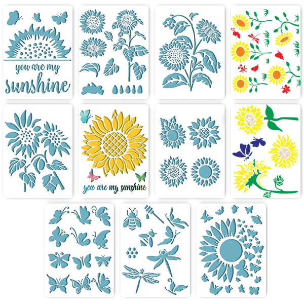 Solsikke Bie for Butterfly Stencils Mal for Vår Tema Maling Stencils Blad Tegning Mal Gjenbrukbar Maling Ste