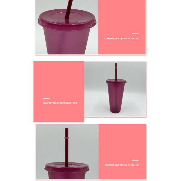 Pulver Glansig Återanvändbar Sugrör Mugg med Lock Sequin Glitter Mugg Kaffe Juice Te Mugg Resmugg Utomhus Drickflaska Ljusgrön