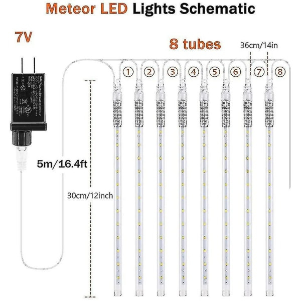 Meteor Shower Rain Falling Raindrop Lights 8 Tube Gratis frakt