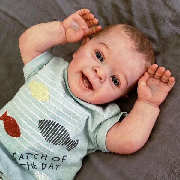 Newborn Baby Sleeping Toy Reborn Girl Accessories Baby Miljøvennlig vinyl til dukke Fine leker Blå øyne