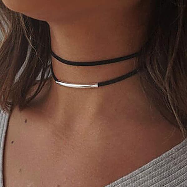 Choker halskjede Justerbart svart krage halskjede