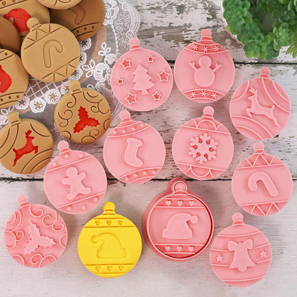 10:a Merry Christmas Cookie ter Set Rund XMAS Tree Fondant Em