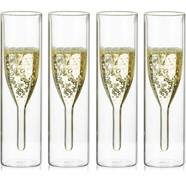 4 stycken Solid Tube Creative Cocktailglas Champagnetumlare Mousserande vinglas
