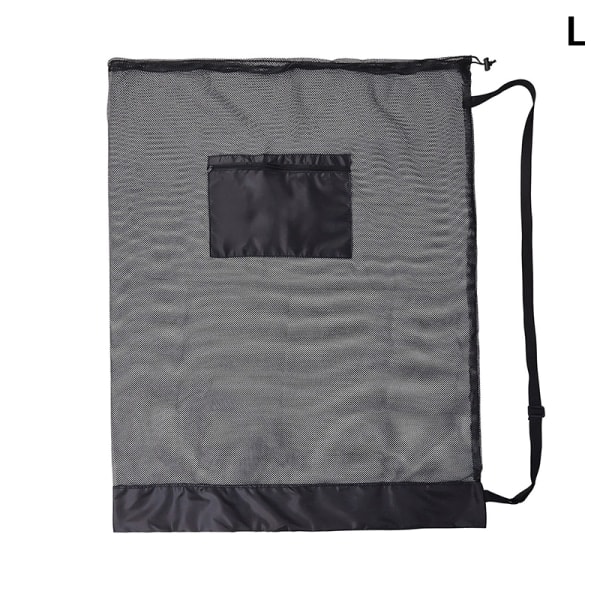 Nylon sportsnett med stor kapasitet, basketball, fotball leketøy, svart L Black L