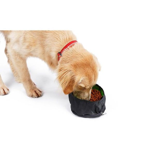 Foldbar Hundeskål, Rejsekål til Hund, Bærbar Vandskål til Dyrefodring, 1 stk Sort