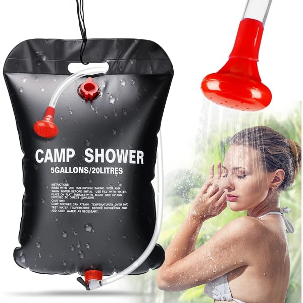 1:a Camping Solarduschväska, 20L Utomhus Bärbar Hopfällbar