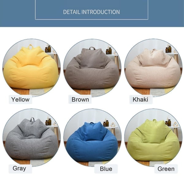 Ny Design Ekstra Stor Bønnepose Stol Sofa Betræk Indendørs Doven Lounge For Voksne Børn Hotsale! Khaki 100 * 120 cm zdq
