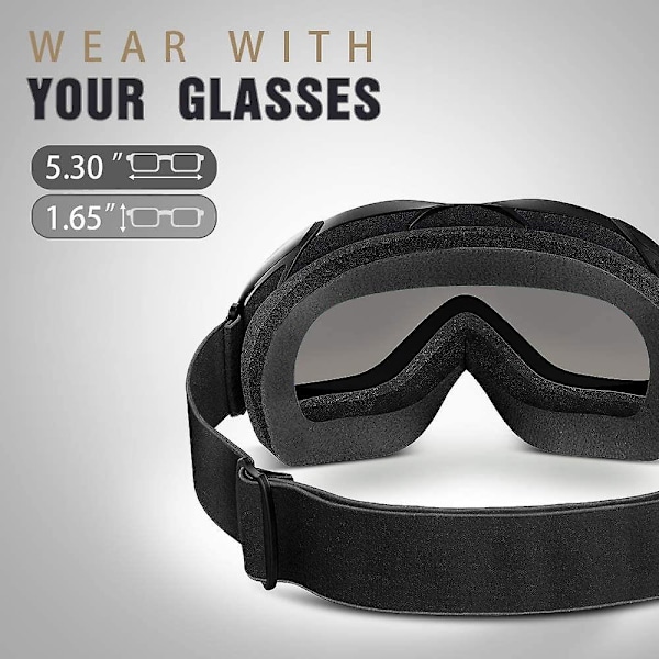 Skidglasögon OTG - Skidglasögon/Snowboardglasögon för män, kvinnor & ungdomar - 100% UV-skydd