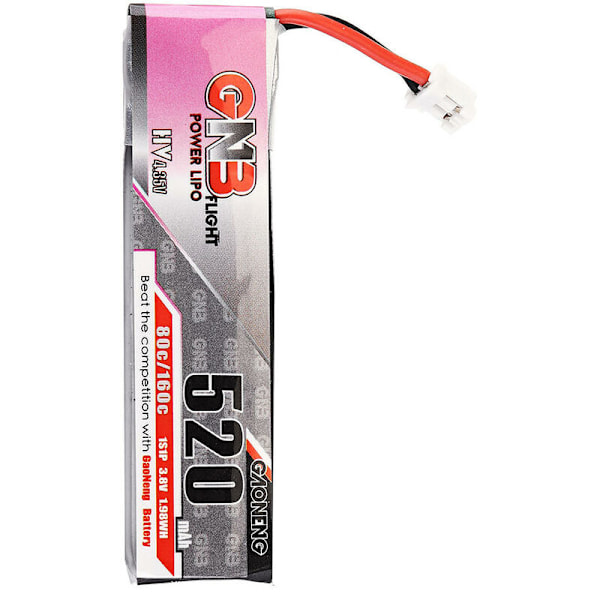 Gaoneng 3.8V 520mAh 80C Lipo Batteri PH2.0 til Tinyhawk, 4 stk.