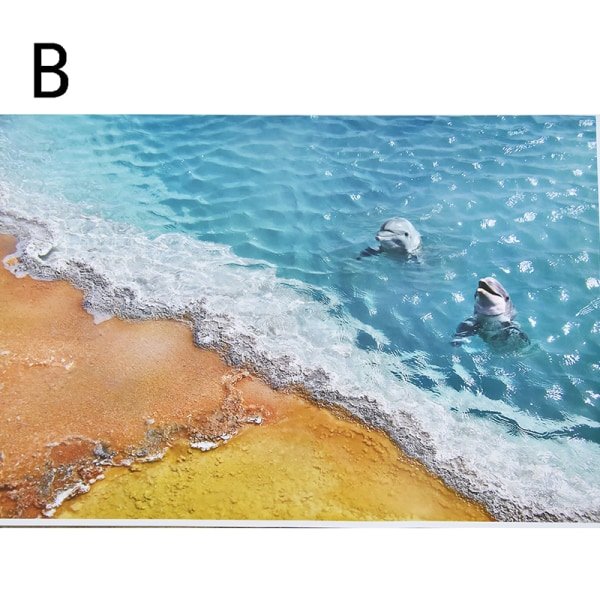 60*90cm 3D delfin golvdekaler vattentäta badrumsstjärnor B