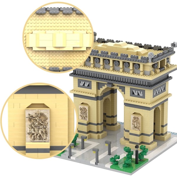 Miniatyr miniblock Triumfbåge Byggmodell Set Byggleksaker Presenter för barn och vuxna