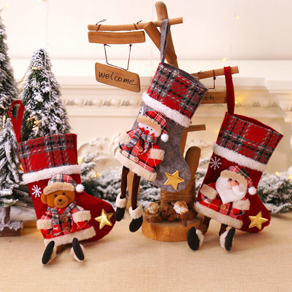 4 stycken Julstrumpor Julstrumpor Julstövel Hängande Strumpor Sockor Julstrumpa Julstrumpor Presentpåse Hängande Godis