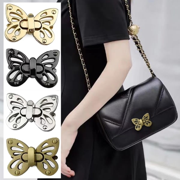 Butterfly Bag Turn Lock Twist Lock Spænde til Leather Craft Wome A4