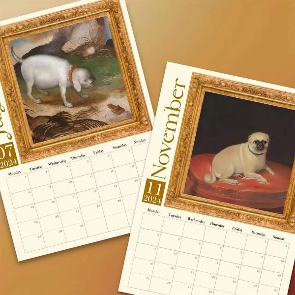 Weird Medieval Dogs Calendar, 2024 Funny Dogs Wall Calendar, Funny Calendar Monthly Planner, Office Home Animals Väggdekal 11 * 8,5 tum, 1st 1st
