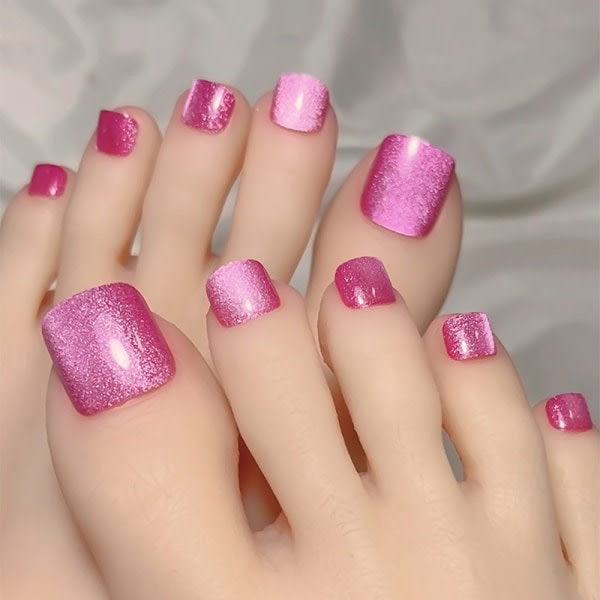 10:a/kartong Cat Eye Toe False Nail Kort Fyrkantig Press on Nails fo Pink onesize Pink onesize