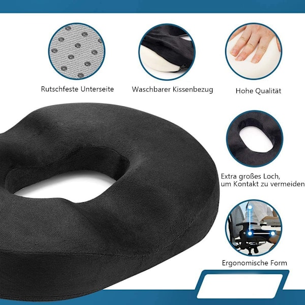 Ortopedisk smertelindrende pute for hemoroider og halebein - Donutpute