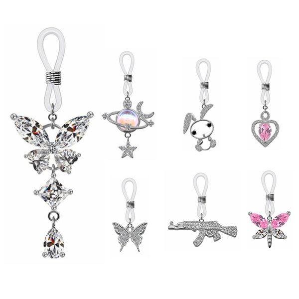 1 stk Sexet tofs Crystal Butterfly hængende smykke Nippel Ring til Wom Multicolor A8 Multicolor A8