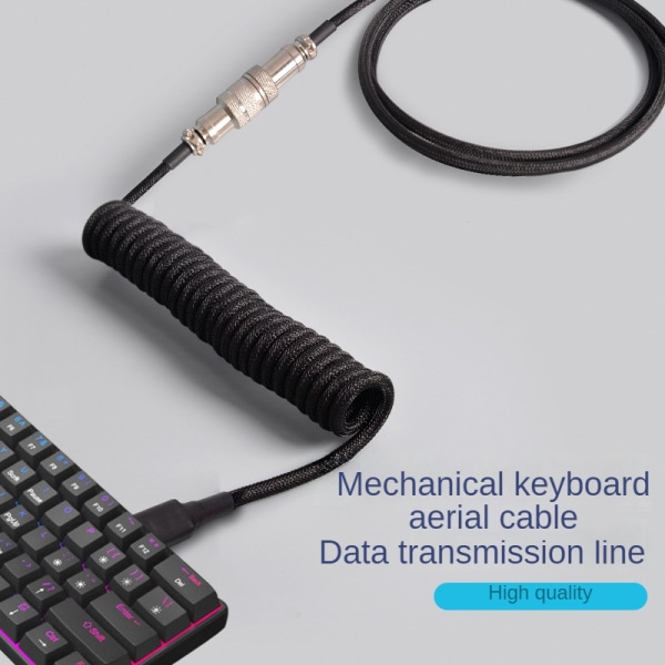 Type-C flyindsættelse Datakabel Gaming Mekanisk tastaturkabel Luftfartsstik Fjederkabel Keyboardkabel Sky blue 3M