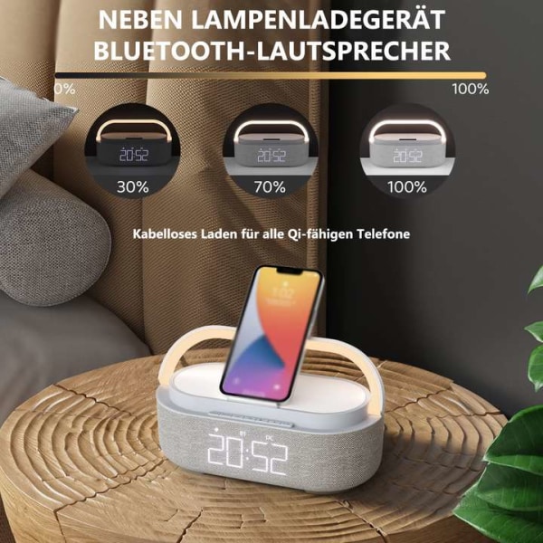 Digital radioväckarklocka med trådlös laddare, smart väckarklocka