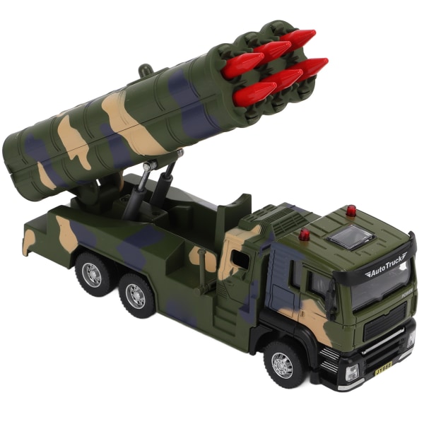 1/50 Militærrakettbilmodell Legering Trekk tilbake Rakettbilleketøy med lyd og lys for barn