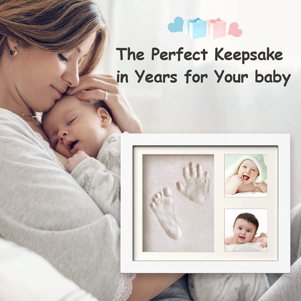 Baby Footprints Ram, Baby Handprint Kit för födelselista, minnesvärda souvenirväggar eller bordsdekorationer