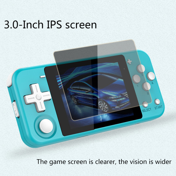 Retro Handheld Spelkonsol 3.0 Tum IPS-Skärm 16GB Dubbelt Öppen Källkodssystem Bärbar Fickmini Videospelkonsol Blå