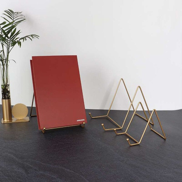 3-pack metalldisplaystativ i järn för tallrikar, tallrikshållare, displaystativ för bilddekorativa tallrikar, böcker, guld L