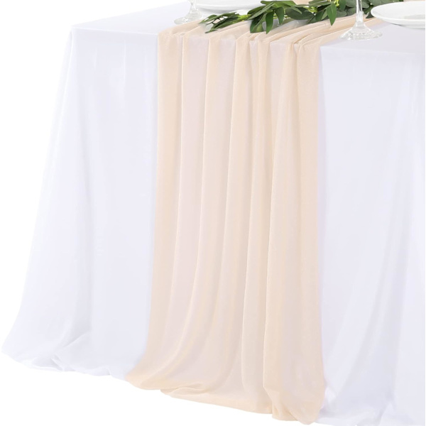 2-delad Chiffon Bordlöpare, Lång Transparent Romantisk Löpare för Bröllop och Rustik Dekoration (70 x 400 CM) #5-5