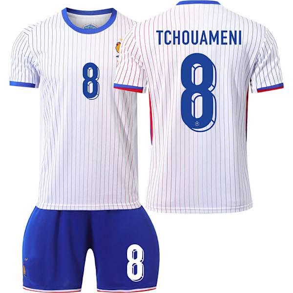 Frankrike 2024 tröja fotbollströja UEFA Euro edition hem barn vuxen set nr 8 TCHOUAMENI sockless 18