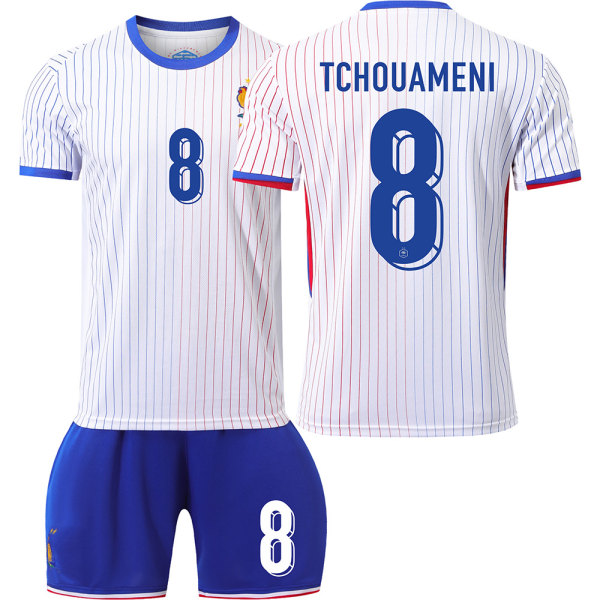 Frankrike 2024 tröja fotbollströja UEFA Euro edition hem barn vuxen set nr 8 TCHOUAMENI sockless S