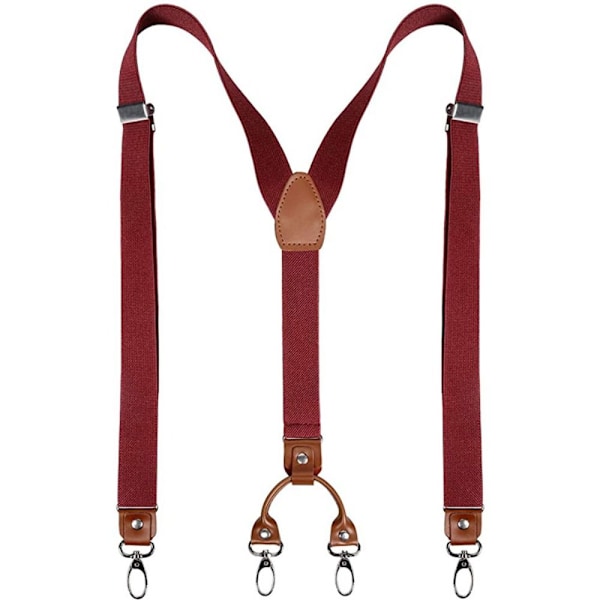Seler Y-form Justerbare Skjortestropper med Clips A12 Dark red