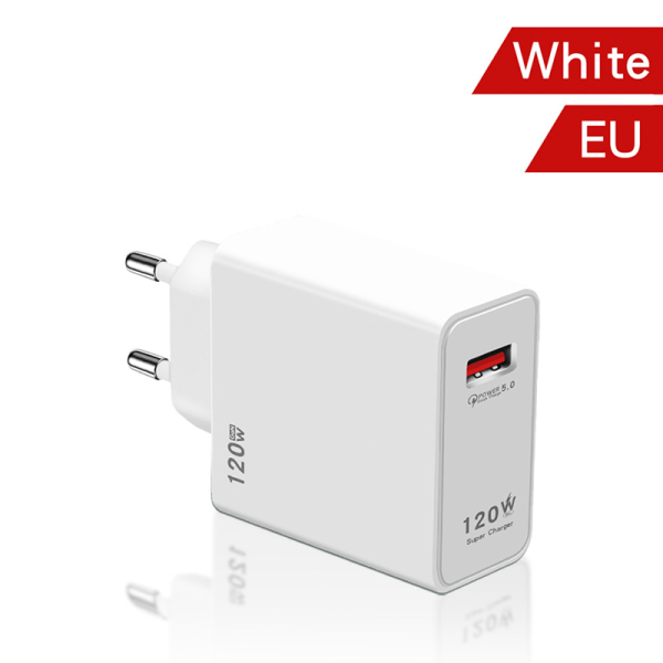 120W snabbladdning USB -laddare power valkoinen EU