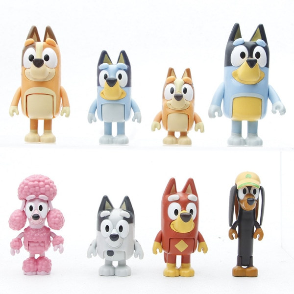 Bluey Modellprydnader Valp Bingo Familj 8-pack Ledade Figurer