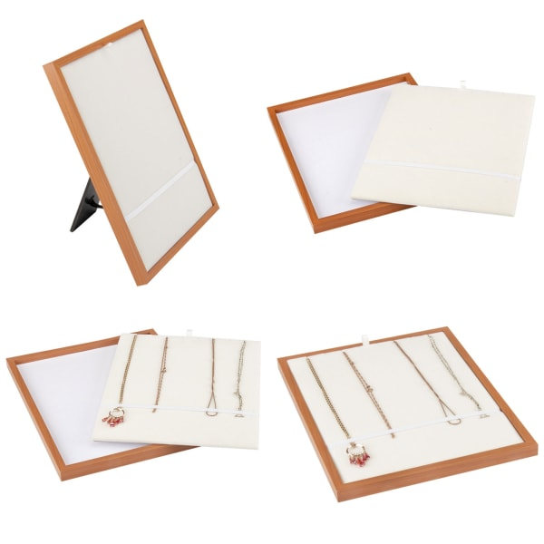 Elegant Ringdisplayhållare Vikbar Träram Örhängeshållare Smyckesförvaringsbricka Organizer Halsbandsställ för Visning null - A