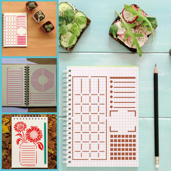 Pistepistepäiväkirjan suunnittelijan tee-se-itse-mallit Ultimate Productivity Journal -kalenterien kaavain Luettelot Kirjaimet Numerot 24 kpl