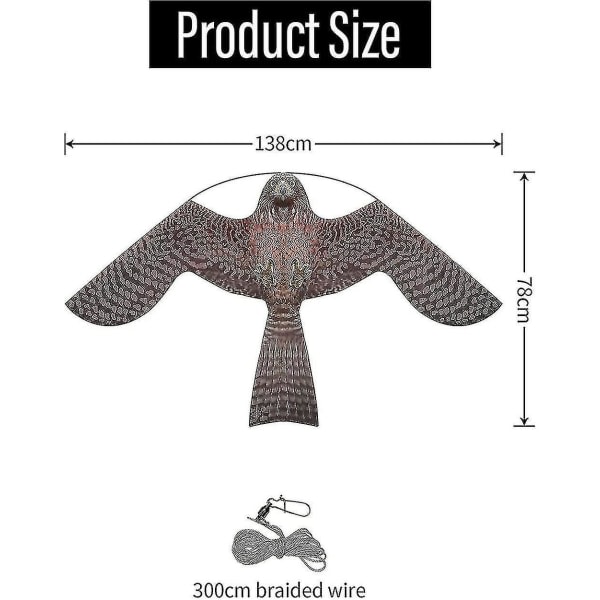 Bird Hawk Flying Drake Med Pole Crop Farm Protector Fågelskrämmare Flygande Drake Utan Pole-style En drake