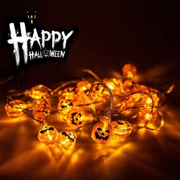 Halloween-koristeet Kurpitsa String Lights 40 Led Paristokäyttöinen Keijuvalot, 3d Oranssi Kurpitsa Valot Halloween Ulkona Sisätiloissa Koristeet Le